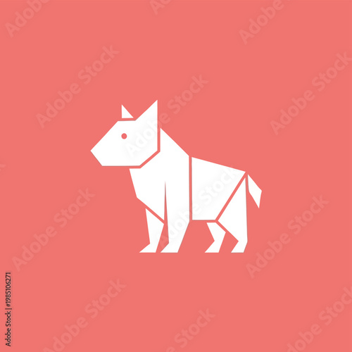Origami Dog Illustration Minimalist Geometric Style.