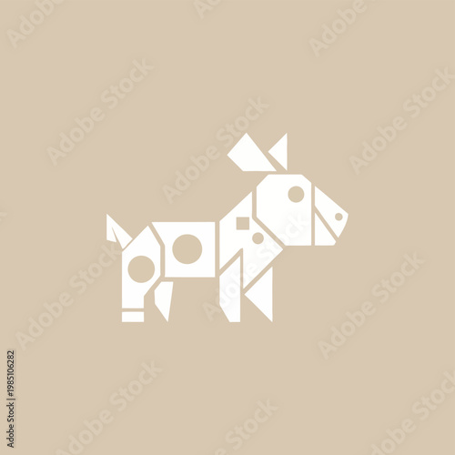 Origami Dog Icon Simple Geometric Design.