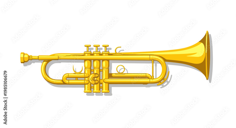 Fototapeta premium Golden Trumpet Musical Instrument Isolated on White Background