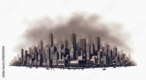 Air Pollution Smog Industrial City Environmental Crisis