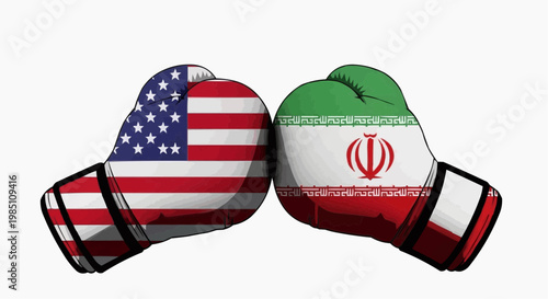 USA vs Iran Political Tension Flags Geopolitical Concept