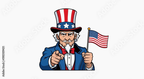 Uncle Sam Pointing USA Patriotism Recruitment Concept