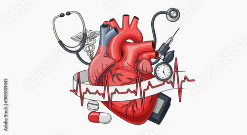 Human Heart Anatomy Cardiology Health Concept Illustration