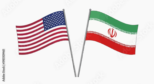 USA and Iran Flags Political Conflict Geopolitics Concept