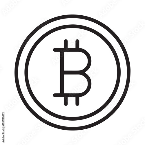 Simple black and white line drawing of a bitcoin symbol