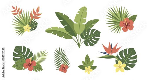 Tropical Leaves and Flowers Collection for Exotic Designs.