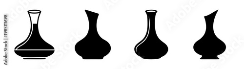 Black and white vector illustration of decorative vases for home decor and graphic design art projects