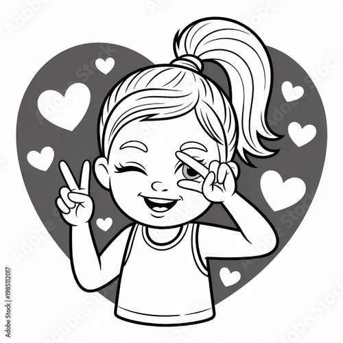 Cute Little Girl With a Playful Expression for Kids and Adults