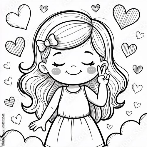 Cute Little Girl With a Playful Expression for Kids and Adults