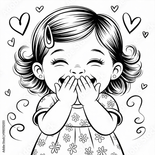 Cute Little Girl With a Playful Expression for Kids and Adults