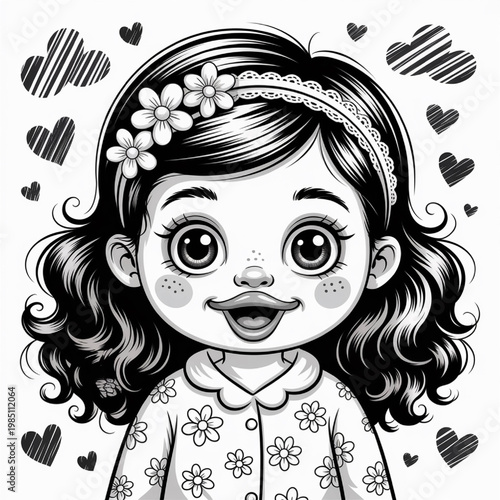 Cute Little Girl With a Playful Expression for Kids and Adults