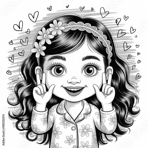 Cute Little Girl With a Playful Expression for Kids and Adults