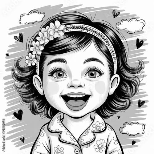Cute Little Girl With a Playful Expression for Kids and Adults