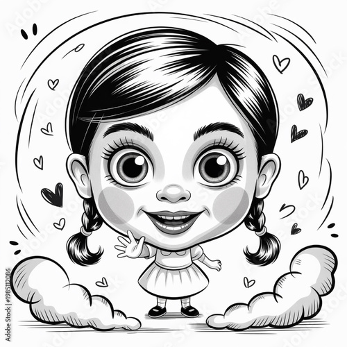 Cute Little Girl With a Playful Expression for Kids and Adults