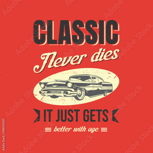 classic car t-shirt design, old vintage american cars vector graphics, poster.