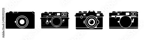 Vintage camera vector art illustration black and white photography equipment retro style design image