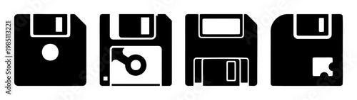 Floppy disk vector illustration, retro storage media, vintage computer data storage format design