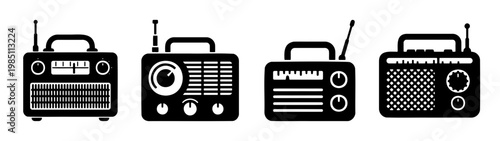 Vintage radio collection: antique portable radios, retro broadcast receivers and old time sound systems