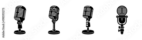 Vintage microphone vector art: retro microphone clip art for music and podcasting design needs