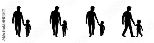Father and child silhouette illustration, family love, fatherhood, parenting, family time, art 