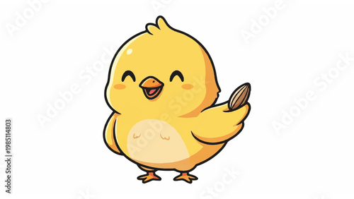 Cute Yellow Cartoon Baby Bird Character.
