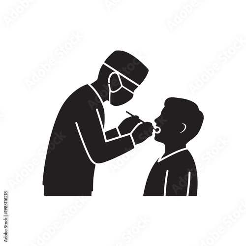 Dentist Examining Child Teeth Icon Pediatric Dental Care Concept Isolated on Transparent Background