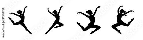 Silhouette ballet dancers vector art: graceful dance poses and movement illustration for design projects