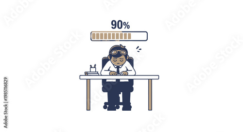 Tired Office Worker and Weekend Loading Concept Illustration