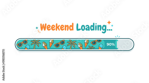 Weekend Loading Concept Vector Illustration of Summer Vacation Progress