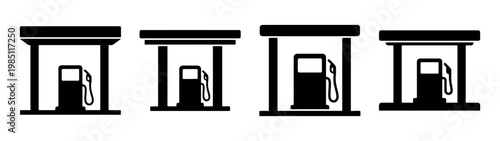 Gas station fuel pump icon set vector illustration for petrol energy and automotive industry design