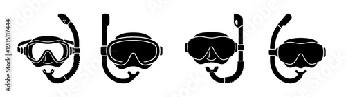Diving mask and snorkel set vector illustration for snorkeling gear and underwater swimming equipment
