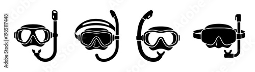 Find snorkeling gear black vector image for diving and swimming activities and water sports fun