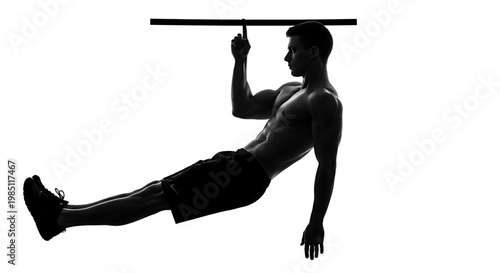 A fit man performing a pull-up exercise in a modern gym with a minimalist design