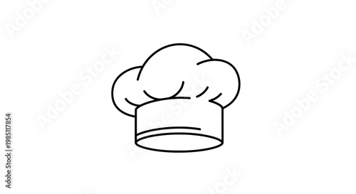 Chef Hat Icon - Simple Outline Drawing of a Toque Blanche