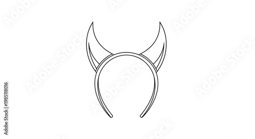 Devil Horns Headband - Simple Line Art Icon
