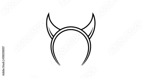 Devil Horns Headband Icon - Simple Black and White Illustration