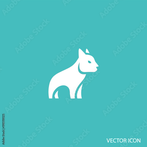 Minimalist White Fox Silhouette on Teal Background.