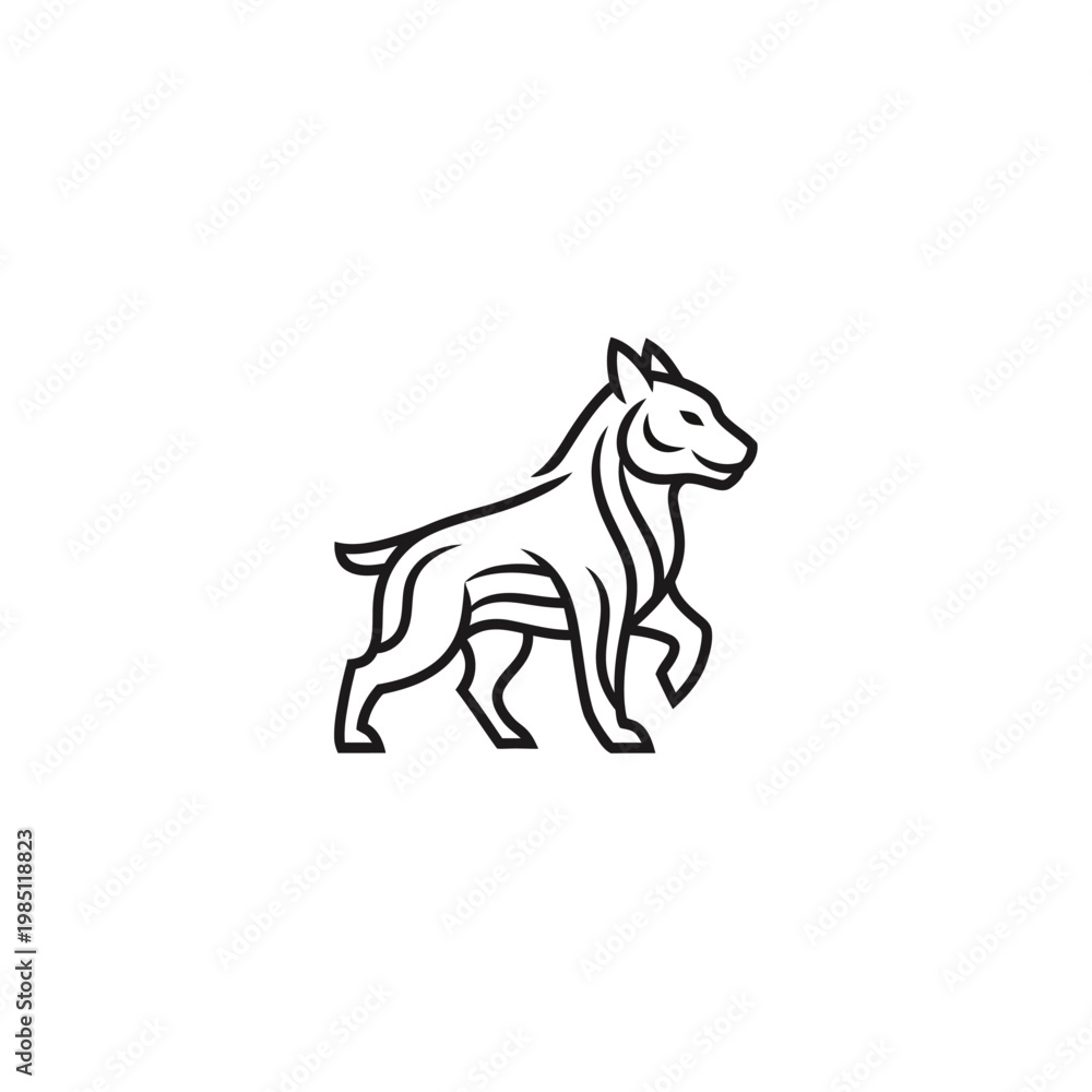 Fototapeta premium Minimalist Line Art Logo of a Dog in Motion.