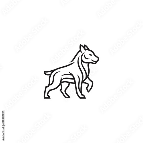 Minimalist Line Art Logo of a Dog in Motion.