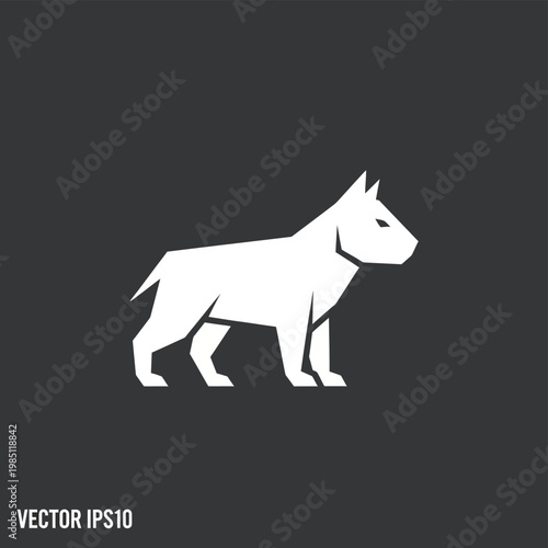 Minimalist White Bull Terrier Dog Silhouette Icon.