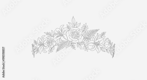 Wallpaper Mural Floral Tiara Outline Vector Art - Elegant Flower Crown Design Torontodigital.ca