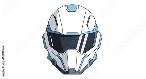 Wallpaper Mural Futuristic White Helmet with Blue Accents and Dark Visor - Sci-Fi Headgear Torontodigital.ca