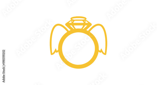 Wallpaper Mural Golden Engagement Ring with Angel Wings Icon Torontodigital.ca