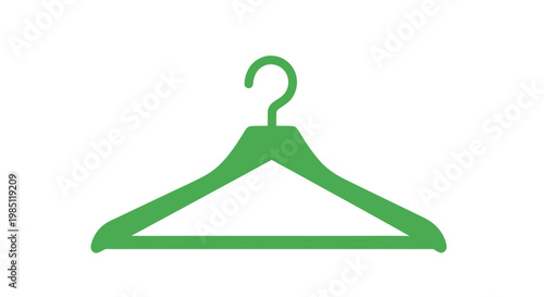 Green Clothes Hanger Icon Isolated on White Background