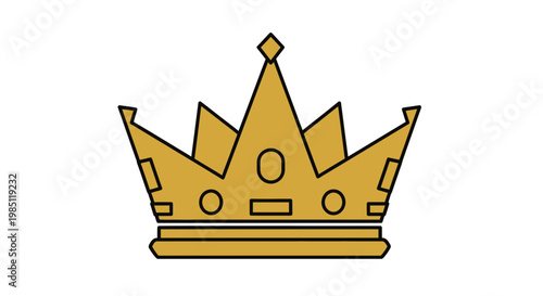 Golden Royal Crown Icon with Jewels, Symbol of Power and Royalty