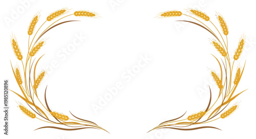 Golden Wheat Wreath Frame, Agriculture Harvest Border, Organic Food Design Element