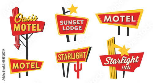 Retro Motel Signs Collection: Vintage Neon and Roadside Advertising