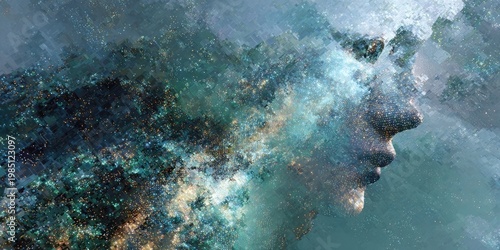 AI Dataset concept with glitch art 