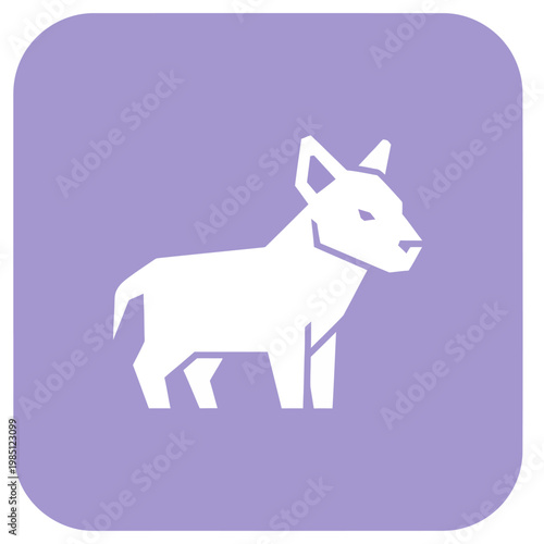 White Bull Terrier Dog Icon on Purple Background.