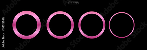pink rings glow softly against a stark black background